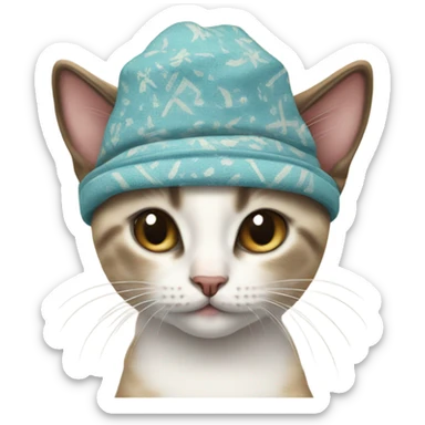 Kitten wearing Siamese hat sticker