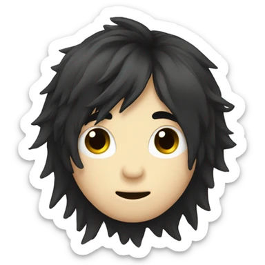 emo boy with long shaggy hair and moustache sticker