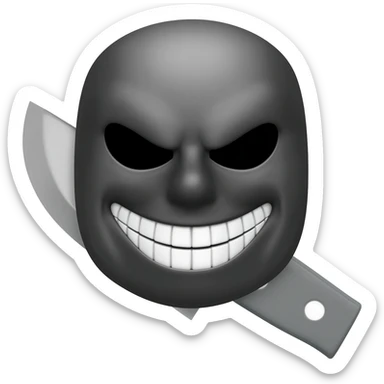 generate a black scary smail and a knife in 112 x 112 format with a transparent background sticker