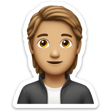 Brown haird asian girl with brown haired white guy sticker