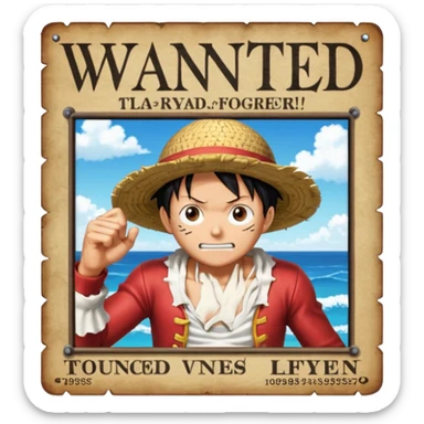 Luffy in gear five and background with wanted poster sticker