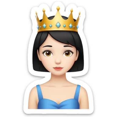 Chica linda pelo corto negro con una corona  sticker