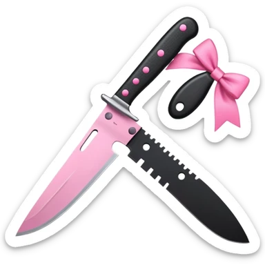 black knife with little pink bows around it sticker