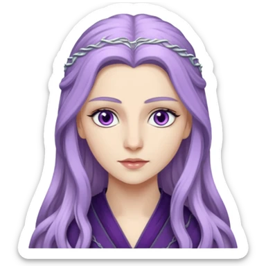 Hande Erçel as a lady from game of thrones from Starfall. Her eyes are lilac. sticker