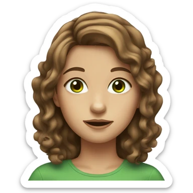 Girl with brown wavy Hair and Green eyes sticker