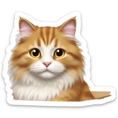 fluffy cat in a parcel box with their fluffy butt sticking out sticker