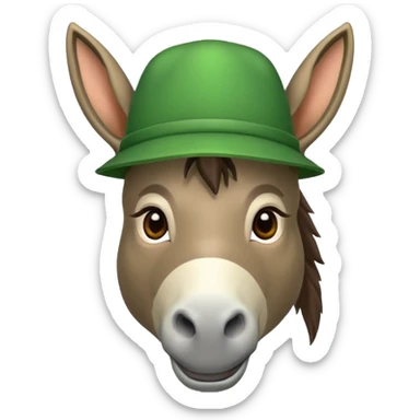 donkey with green hat sticker