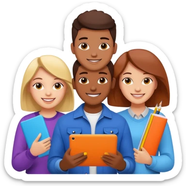 three young people design students brainstorming with colorful materials sticker