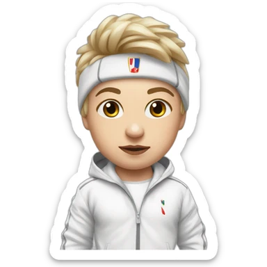 slavic midget stands in a white track suit sticker