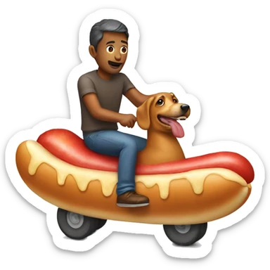 Man riding a hotdog sticker