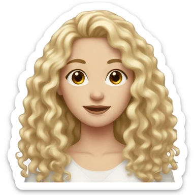 pale brown eyed woman with long blonde curly hair  sticker