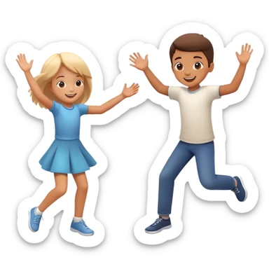 two children spinning each other by the hands, motion blur, happy and energetic sticker
