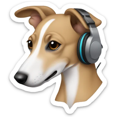 light brown whippet with headphones sticker