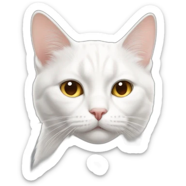 White cat with bombastic side eye sticker