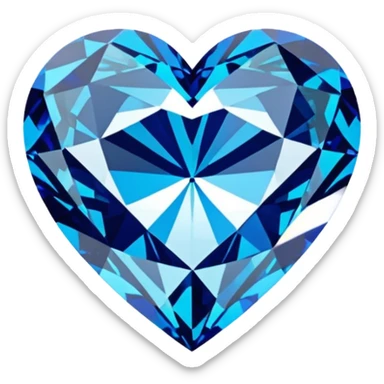 blue diamond shaped as a heart  sticker