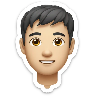 Laotien man with fair skin, round asian eyes,  sticker