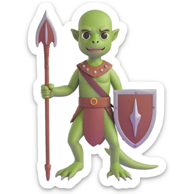 reptilian humanoid troglodyte warrior with spear from Heroes of Might and Magic 3 sticker