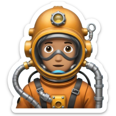 Buceador comercial trabajando, soldando una estructura metalica bajo agua sticker