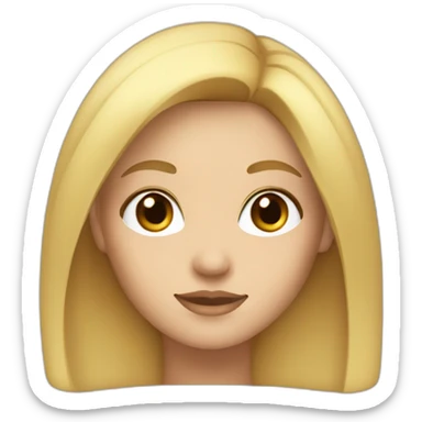 girl with medium length blonde hair, square face and brown eyes sticker