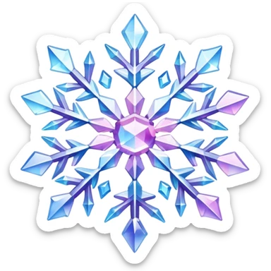 Gradient iridescent Pastel Pink violet blue white crystal gemstone snowflake  sticker