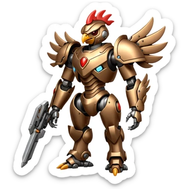 Mecha battle chicken humanoid creature but more human than chicken sticker