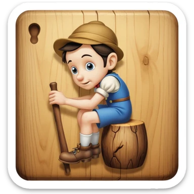 Pinocchio with his butt cheeks spread bent over looking back at you sticker