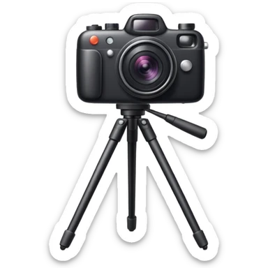 Emoji of a photo camera on a tripod, iPhone emoji style. Flat design, smooth gradients, rounded edges, soft shadows, clean look, white background sticker