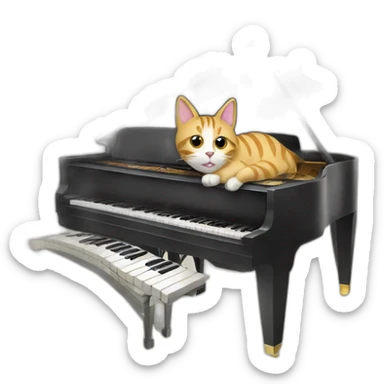 Cat and piano sticker