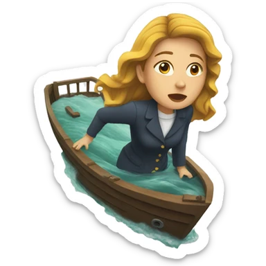 woman on sinking ship sticker