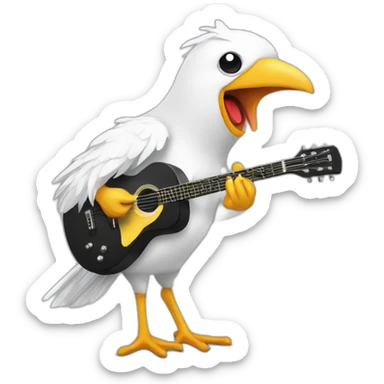 bird guitar singing white sticker