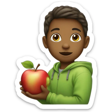 Child with an apple sticker