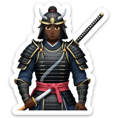 A dark samurai, black armor reflecting the moonlight, katana drawn sticker