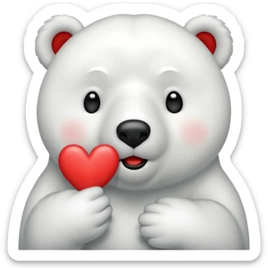 Puedes hacer a un oso polar que este mandando un beso el cual que de su boca salga un corazón Haci 😘 sticker