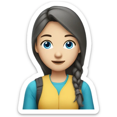 Kazakh-student-girl-blue eyes-casual clothes sticker