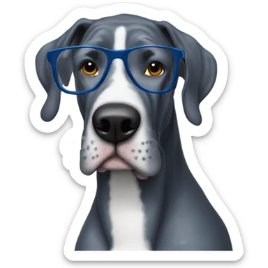 Blue Great Dane wearing glasses  sticker