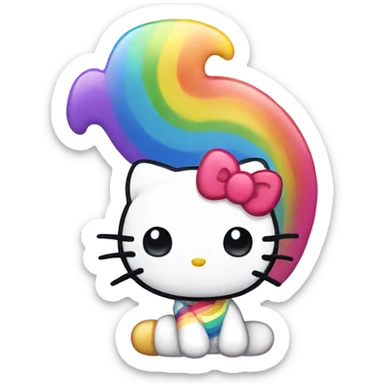 Hello kitty with a rainbow sticker