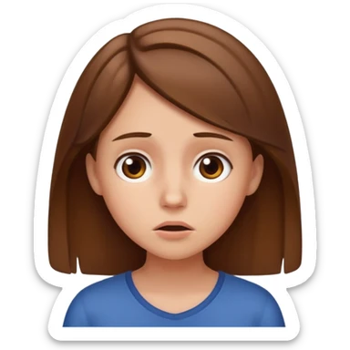 browned haired confused faced girl sticker