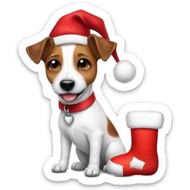 Jack russell with stocking sticker