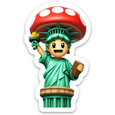 Mario-style Mushroom Statue of Liberty sticker