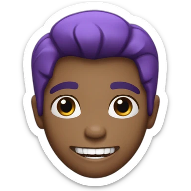 Un garçon qui sourit avec des dents de vampire les cheveux violets sticker