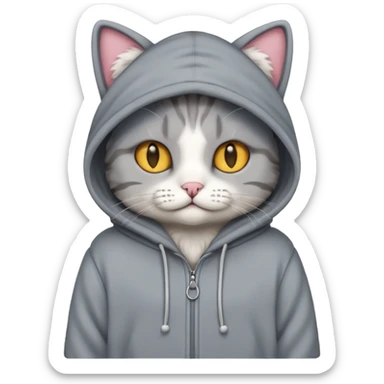 Cat wearing a hoodie sticker