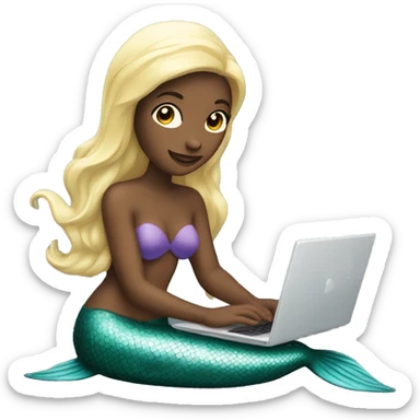 a mermaid with a laptop sticker