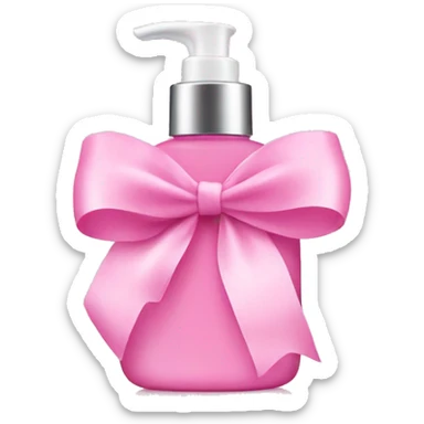 Skincare bottle with pink bow sticker