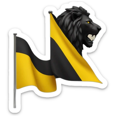 drapeau avec un fond jaune et un lion noir sticker