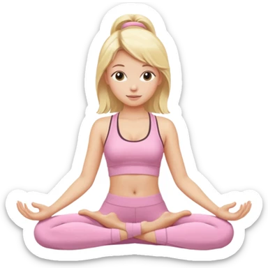 Blonde girl with light pink yoga clothes sticker