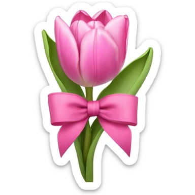 Pink tulips with a bow sticker