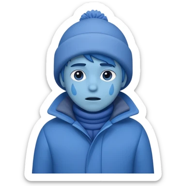 Uma pessoa azul de frio congelando sticker