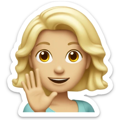 Waving blonde lady sticker