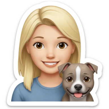 Blonde girl with Grey face English staffy sticker