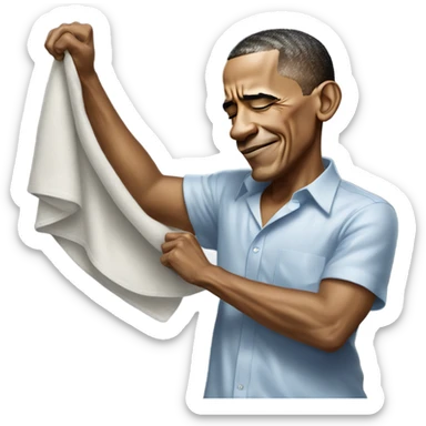 obama wiping sweat with cloth sticker